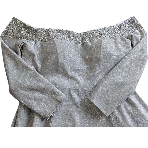 NWT LUNSS Custom Couture Silver Cinderella Wedding/Evening Gown w/Train Sz16/18 - Picture 6 of 10